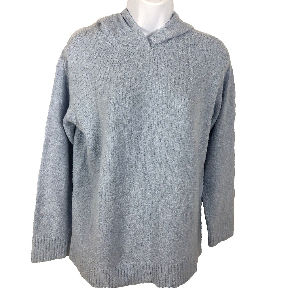 Lands' End Hooded Sweatshirt Women XS‎ Blue Super soft Nylon Rib Hems